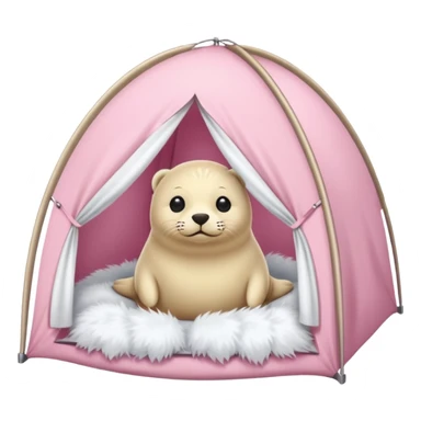 Seal in a light pink tent  sticker