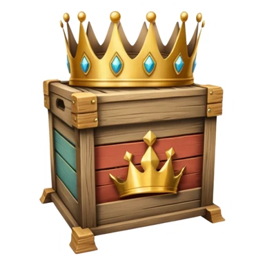 wooden crate with a golden crown on top sticker