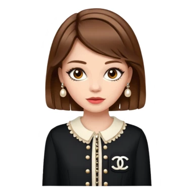 girl with long and brown hair wearing channel sticker