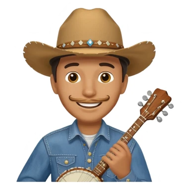 banjo-playing cowboy sticker
