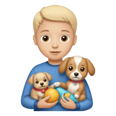 child with dog toy sticker