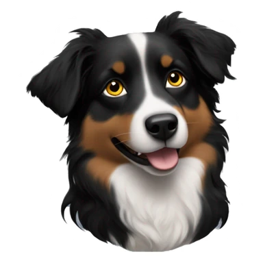 Small black australian shepherd dog moon sticker