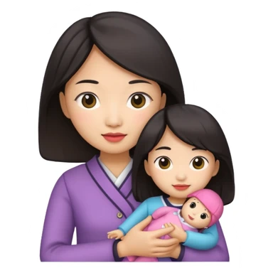 asian woman holding  doll sticker