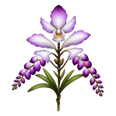 single white purple Rhynchostylis Orchid, 
straight stem sticker