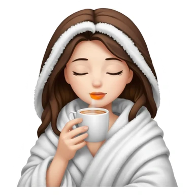 girl inside a blanket sipping coffee eyes closed sticker
