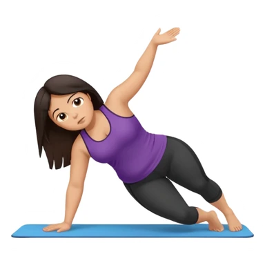 Sad fat girl doing side plank dark hair sticker