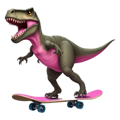 t-rex on a skateboard wearing a pink tutu sticker