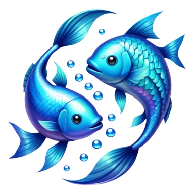 The zodiac symbol Pisces. Two fish in a “yin-yang” formation. The fish are glittering. One fish’s head is facing the other fish’s tail, and vice versa forming a circle.  sticker