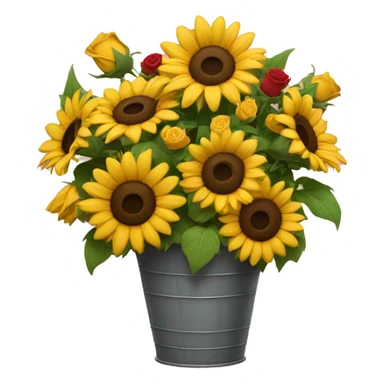 Flower bucket with roses and sunflowers  sticker
