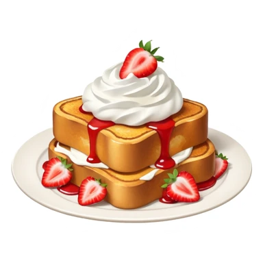 French toast with strawberry on top and whipped cream sticker