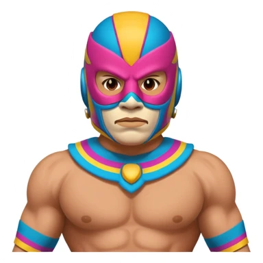 Mexican wrestler portrait, head and shoulders only, colorful luchador mask, muscular collar, confident expression, 3D cartoon, mobile game icon style, clean background, no text, no watermark
 sticker