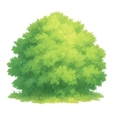ghibli style lush green bush sticker