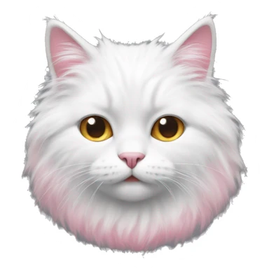 White fluffy cat with pink tipped fur  sticker