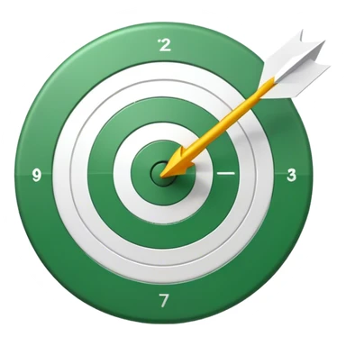 Cinematic Realistic green tilted target with a white arrow in the center  sticker