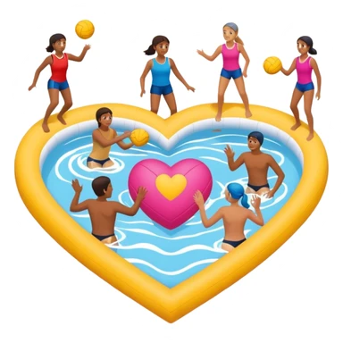 Natación  y voley en un corazón de color  sticker