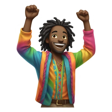 Black man with dreadlocks celebrating  sticker