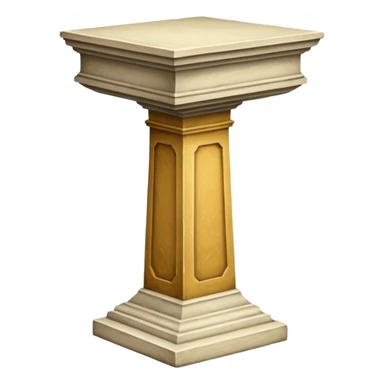 Greek whiteish yellow old ish pedestal that’s not too long a bit short. Only 1 pedestal. The top shoouldnt be that big. Make it forward view not birds view sticker