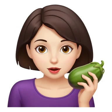 Brunette Girl eating eggplant sticker