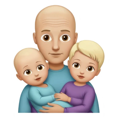 Family dad no hair bronze, blondie mom, one toddler, one baby sticker