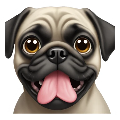 Black pug with tongue sticking out  sticker