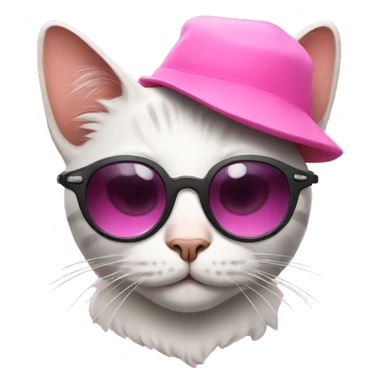 Cat with a pink hat n star sunglasses  sticker