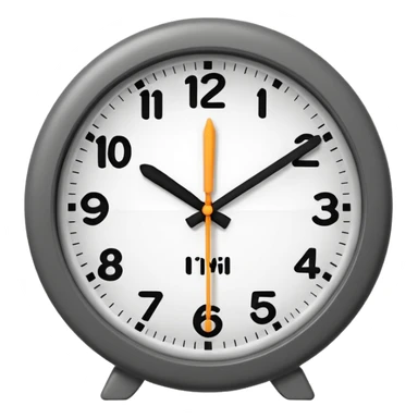 A 3D cartoon clock showing a few minutes before twelve, clean minimal background, Memoji-style. sticker