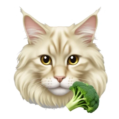 cream coloured maine coon eating broccoli sticker