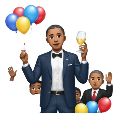 Diddy holding baby oil at a party with balloons and confetti and banners oiled up Obama have dih sticker