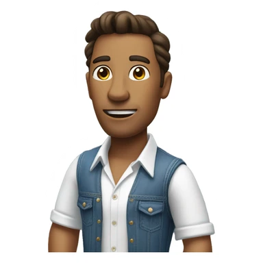 taned man in a blue jeans and white collar, telling something in an open pose sticker