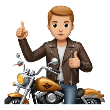 Biker on Harley motorcycle with his thumbs down sticker