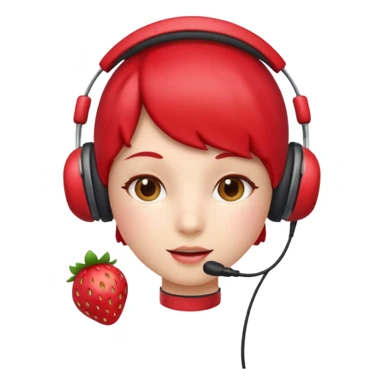 A Cute strawberry wearing headset  sticker
