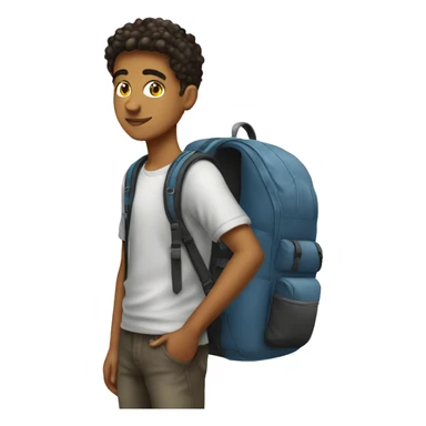 Full length latin teenage boy with backpack sticker