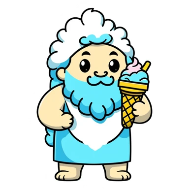 Zeus eating ice cream sticker
