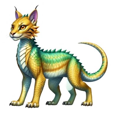 Shiny exotic iridescent Dragon-Tiger-type Lynx-Caracal-Crocodile-Bobcat-Fakémon-creature full body sticker