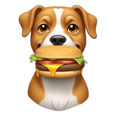 dog eating a burger sticker