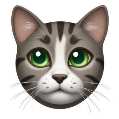 Dark brown gray tabby cat with blueish green eyes saying I’m sorry   sticker