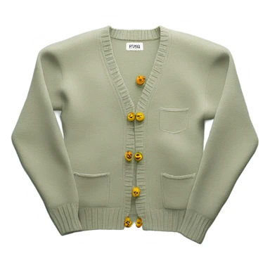 Sage oversize wool open short cardigan, isolated sticker