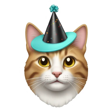 Cat with gauge earrings wearing a birthday hat sticker