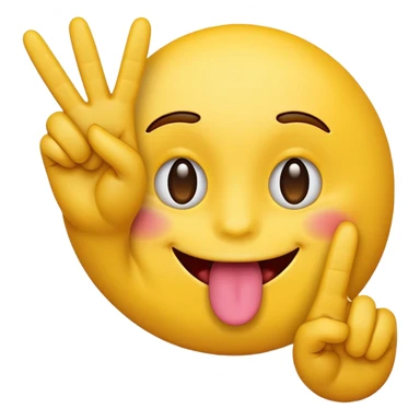 A yellow emoji face sticking it’s tongue between it’s fingers making a peace sign sticker