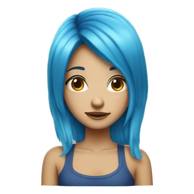 blue hair girl, without eye, nose sticker