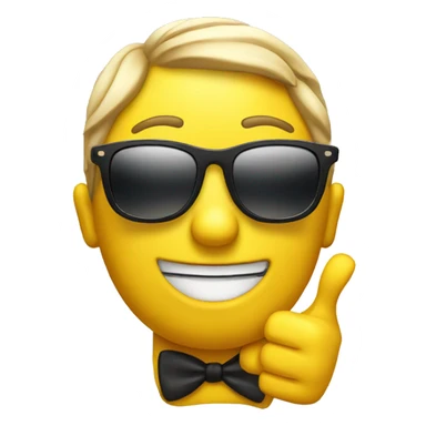 Yellow emoji with sunglasses giving thumbs up sticker