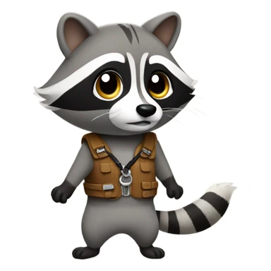 Raccoon on a walk with a leash sticker