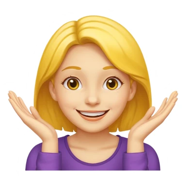 yellow smiling face girl with both hands under chin flipped sticker