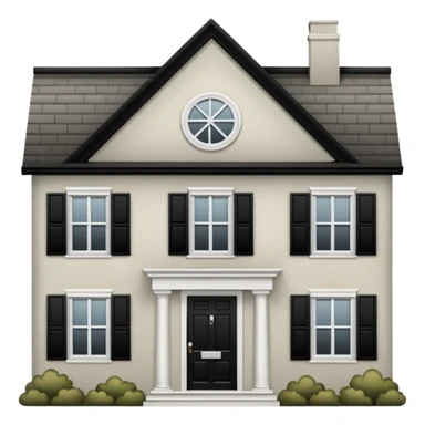 greige colonial house with black shutters and black front door sticker