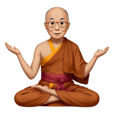 Dalai Lama in traditional robes doing yoga pose sticker