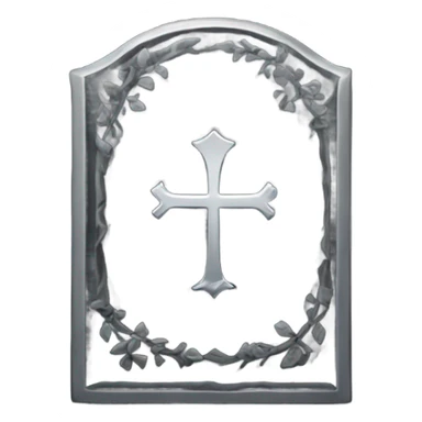 a black tombstone with the inscriptions in silver RIP and a silver heart in the center sticker