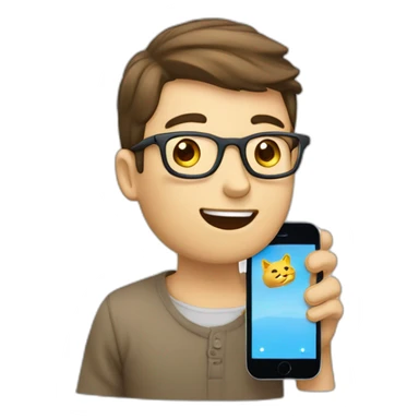 Un homme allongé qui joue chat avec son téléphone sticker