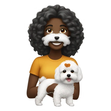 Long haired Black woman with a white maltipoo wishing a happy Thanksgiving  sticker