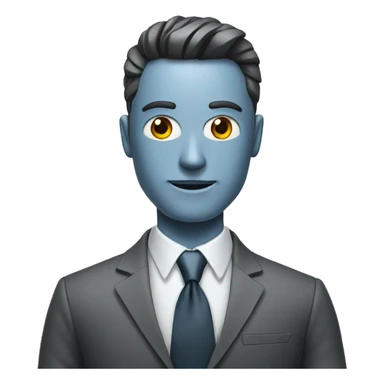 Business man with robot face sticker