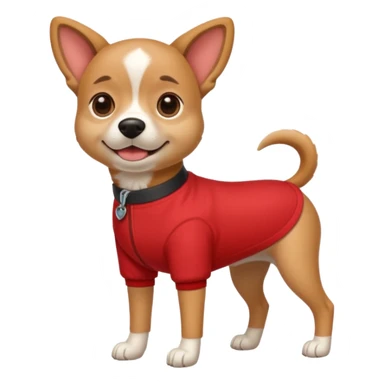 a dog with legs and arms with red clothers on sticker